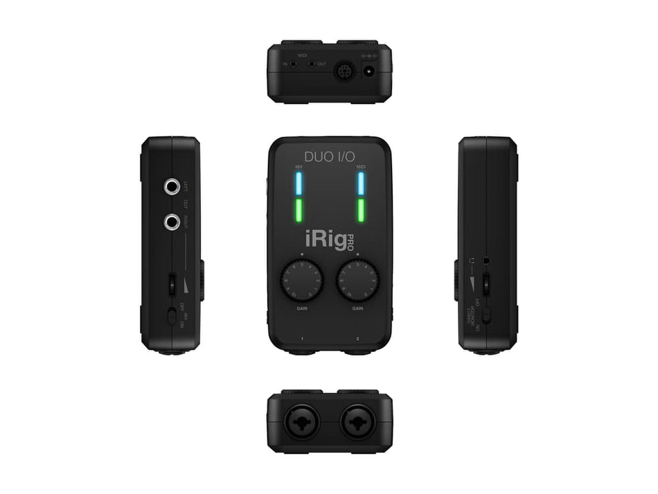 IK Multimedia iRig Pro Duo I/O - Interfaz de audio/MIDI 2 canales 24-bit para iPhone/iPad, Android, Mac y PC