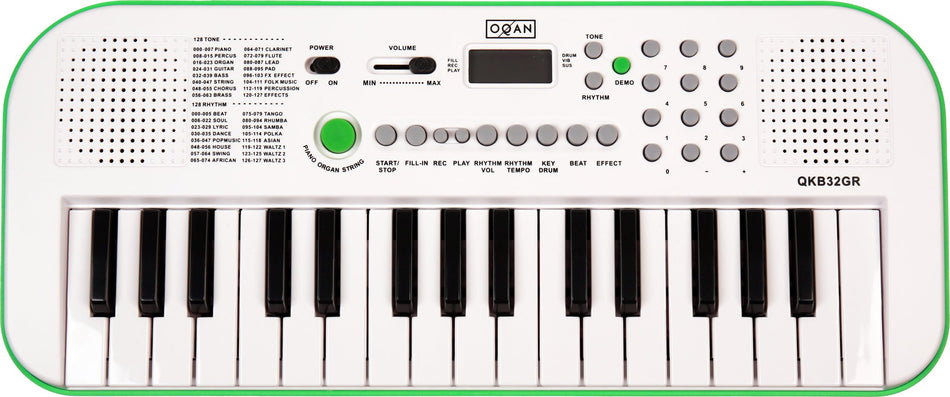 OQAN QKB32 GREEN - Portable Accompaniment Keyboard with Speakers