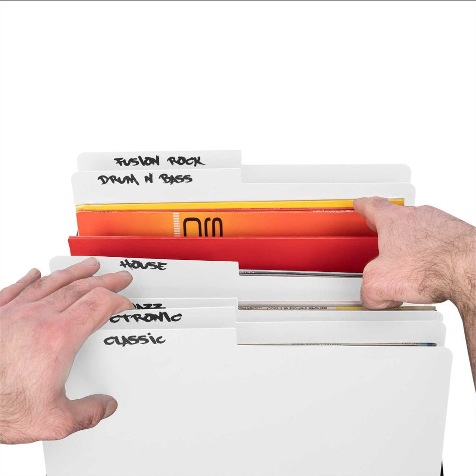 Reloop Glorious Vinyl LP Divider Set White (6 pcs.) - Separadores con pestaña para organizar LP de 12" (Blanco)