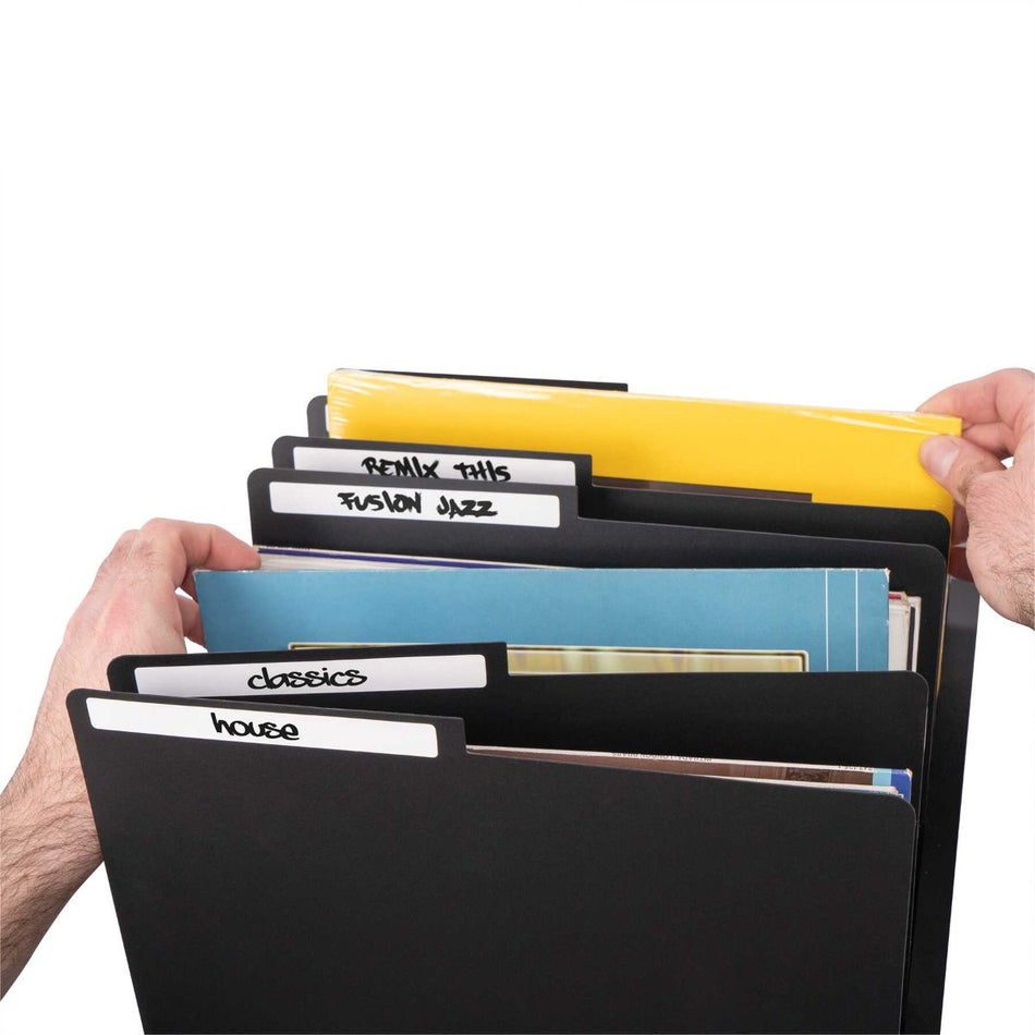 Reloop Glorious Vinyl LP Divider Set Black (6 pcs.) - Separadores con pestaña para organizar LP de 12" en polipropileno