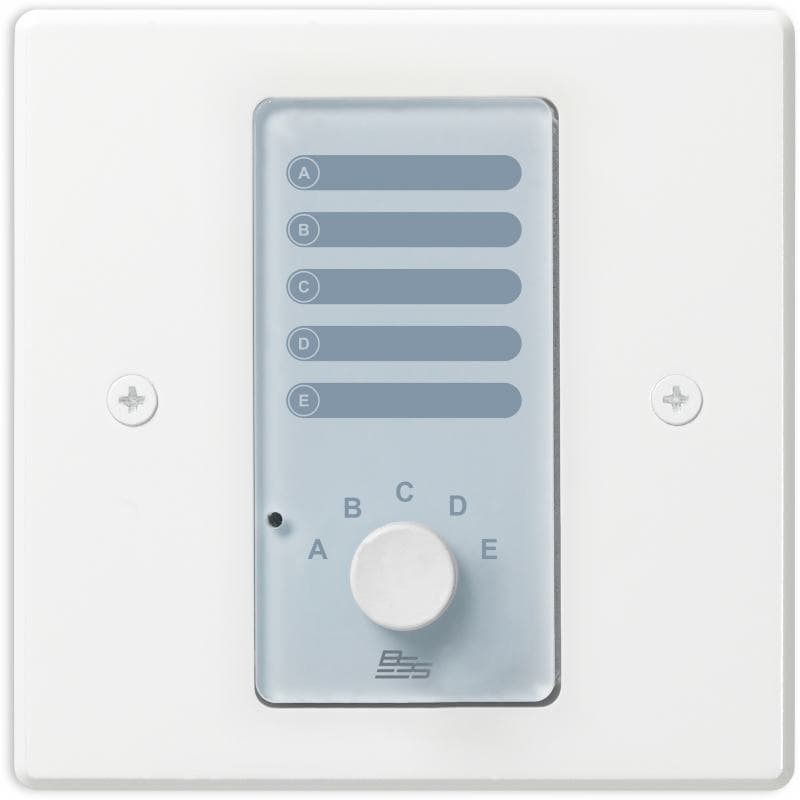 BSS AC-5S-WH - Controlador analógico de pared con selector de fuente de 5 posiciones (blanco)