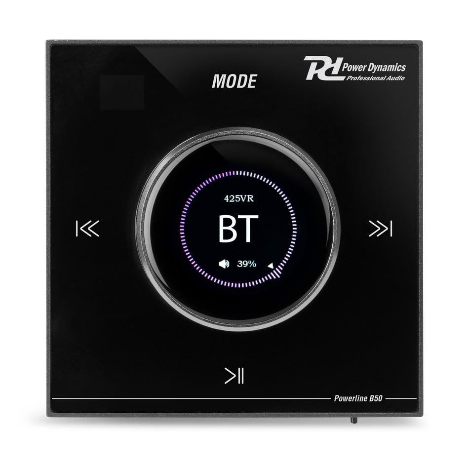 Power Dynamics Powerline B50B - Amplificador de Pared Táctil con Bluetooth y Reproductor Multimedia