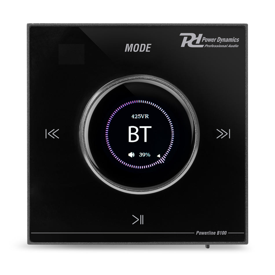 Power Dynamics Powerline B100B - Amplificador Empotrable de Pared con Bluetooth y LCD