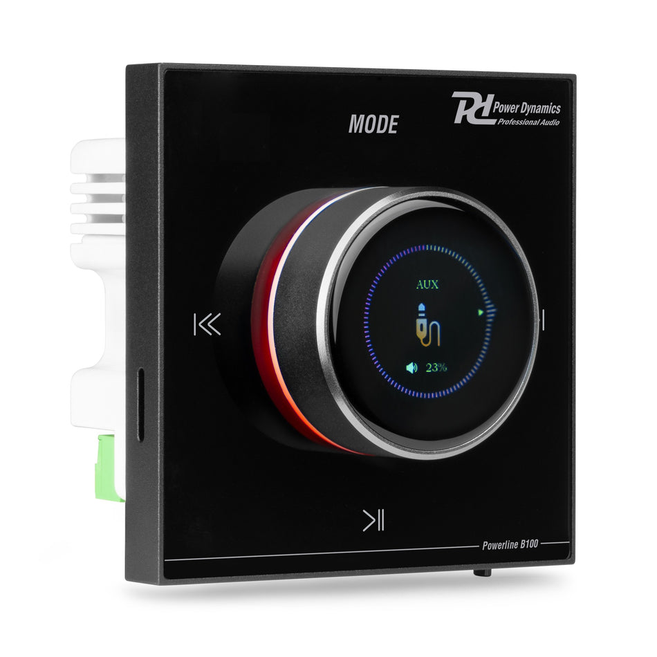 Power Dynamics Powerline B100B - Amplificador Empotrable de Pared con Bluetooth y LCD