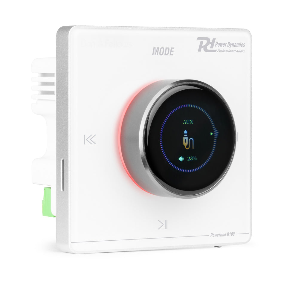 Power Dynamics Powerline B100W - Amplificador de Pared con Bluetooth y Panel Táctil