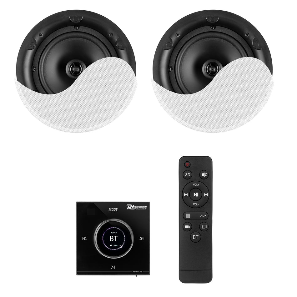 Power Dynamics Powerline B50BSet - Conjunto de Sonido Hi-Fi con Amplificador de Pared y Altavoces de Techo