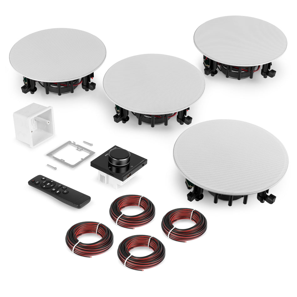 Power Dynamics Powerline B100BSet - Sistema de Sonido Hi-Fi de Pared con 4 Altavoces de Techo