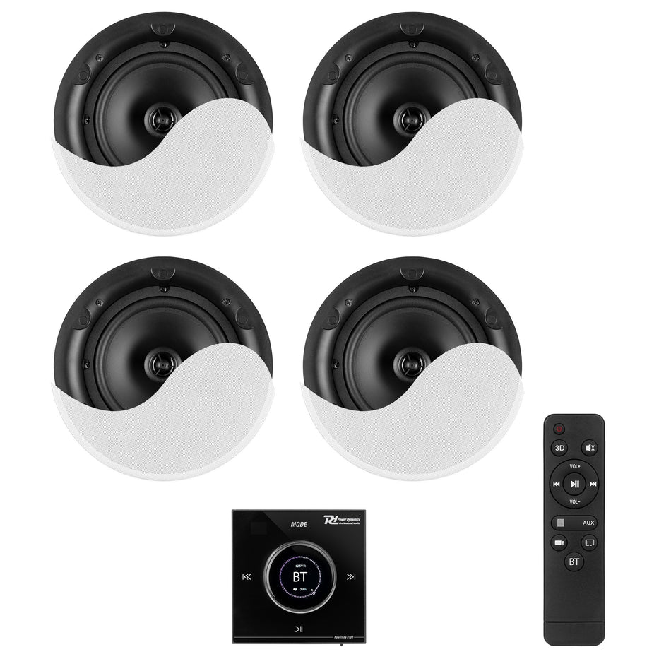 Power Dynamics Powerline B100BSet - Sistema de Sonido Hi-Fi de Pared con 4 Altavoces de Techo