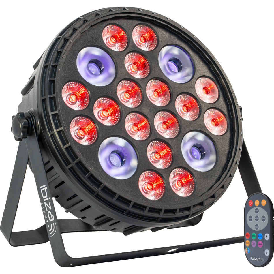 PROJETOR PAR EXTRA GRANDE - 16 LED 4W RGBW 4-EM-1 + 4 LED 30W UV