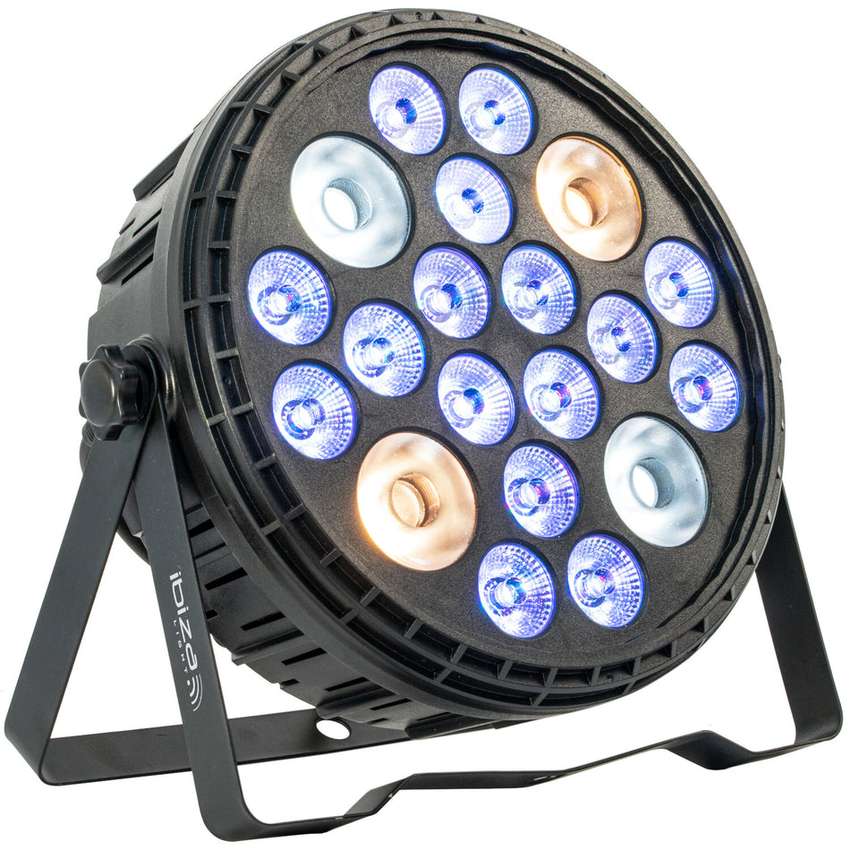 PROJETOR PAR EXTRA GRANDE - 16 LEDs 4W RGBW 4-EM-1 + 4 LEDs 30W Branco frio/branco quente