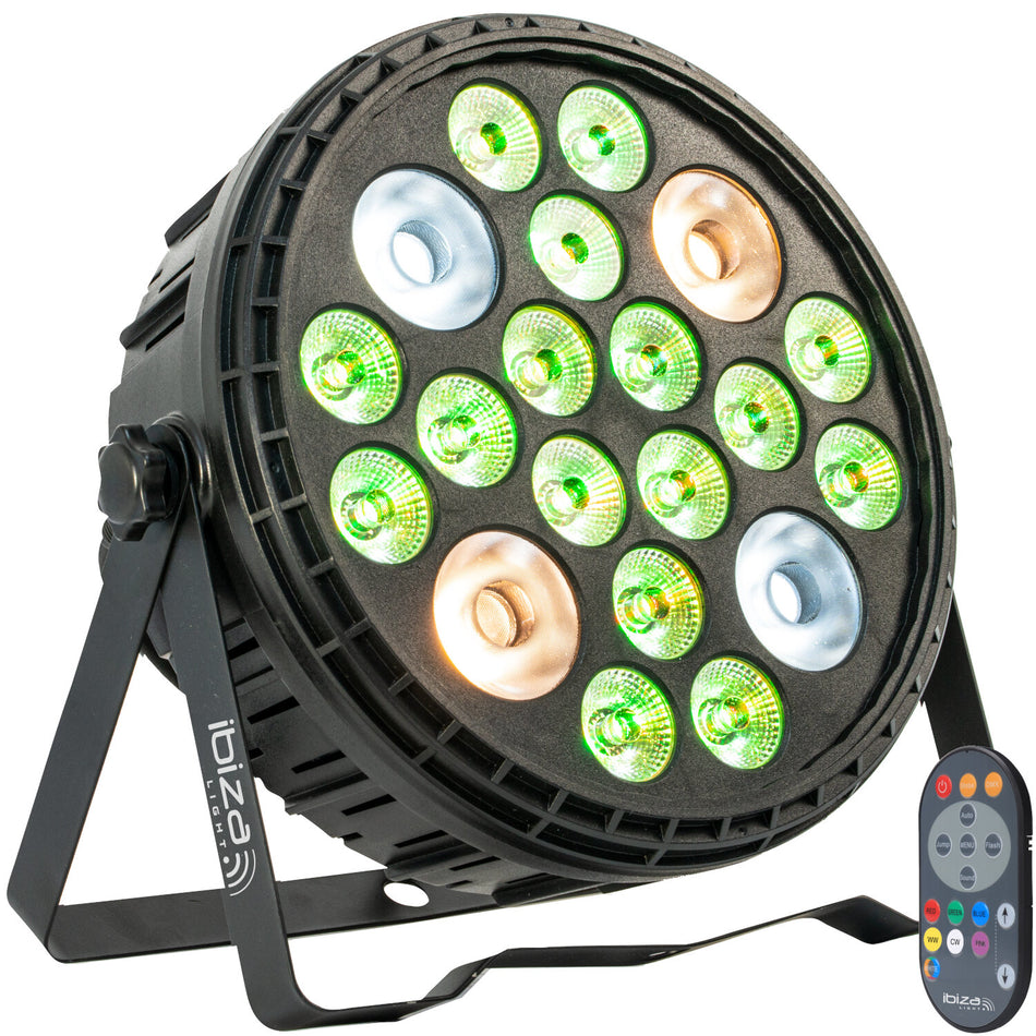 PROJETOR PAR EXTRA GRANDE - 16 LEDs 4W RGBW 4-EM-1 + 4 LEDs 30W Branco frio/branco quente