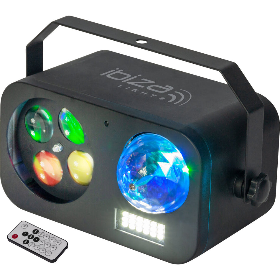 3-IN-1 RGBW LED EFFECT LIGHT WITH GOBOS, STROBE, ASTRO WITH IRC