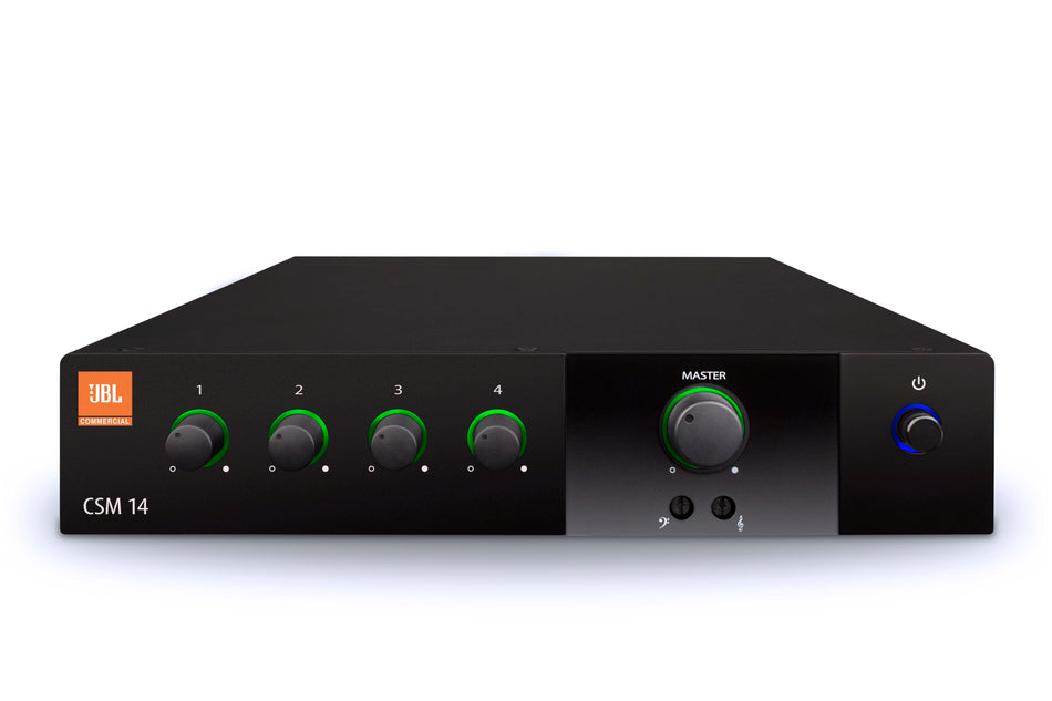 JBL Professional CSM 14 - Mezclador comercial 4×1 con prioridad, phantom y control remoto CSR-V