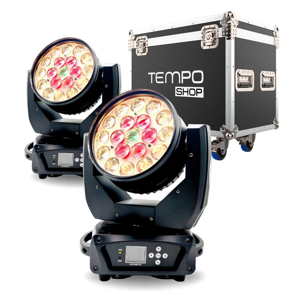 TEMPO PACK2W19X15LED – Pack 2x Wash LED 19x15W RGBW + Flightcase
