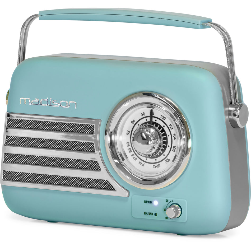 RÁDIO VINTAGE AUTÔNOMO COM BLUETOOTH, USB E FM 30W