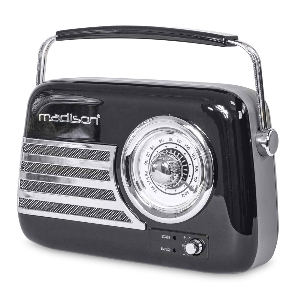 RÁDIO VINTAGE AUTÔNOMO COM BLUETOOTH, USB E FM 30W