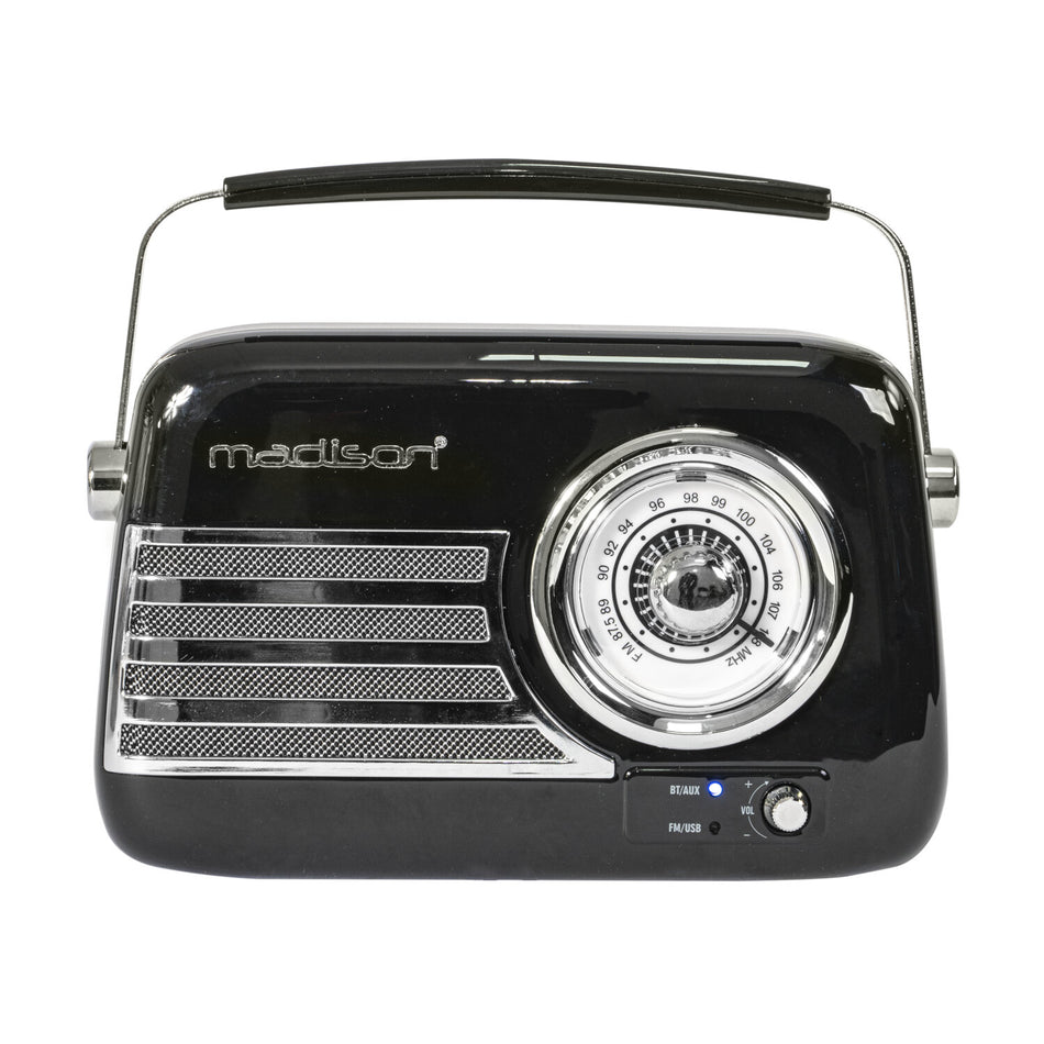 RÁDIO VINTAGE AUTÔNOMO COM BLUETOOTH, USB E FM 30W