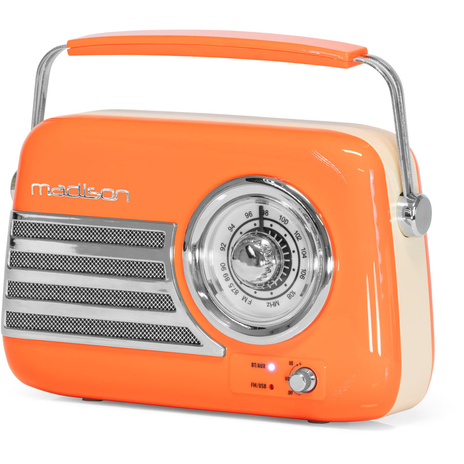 RÁDIO VINTAGE AUTÔNOMO COM BLUETOOTH, USB E FM 30W