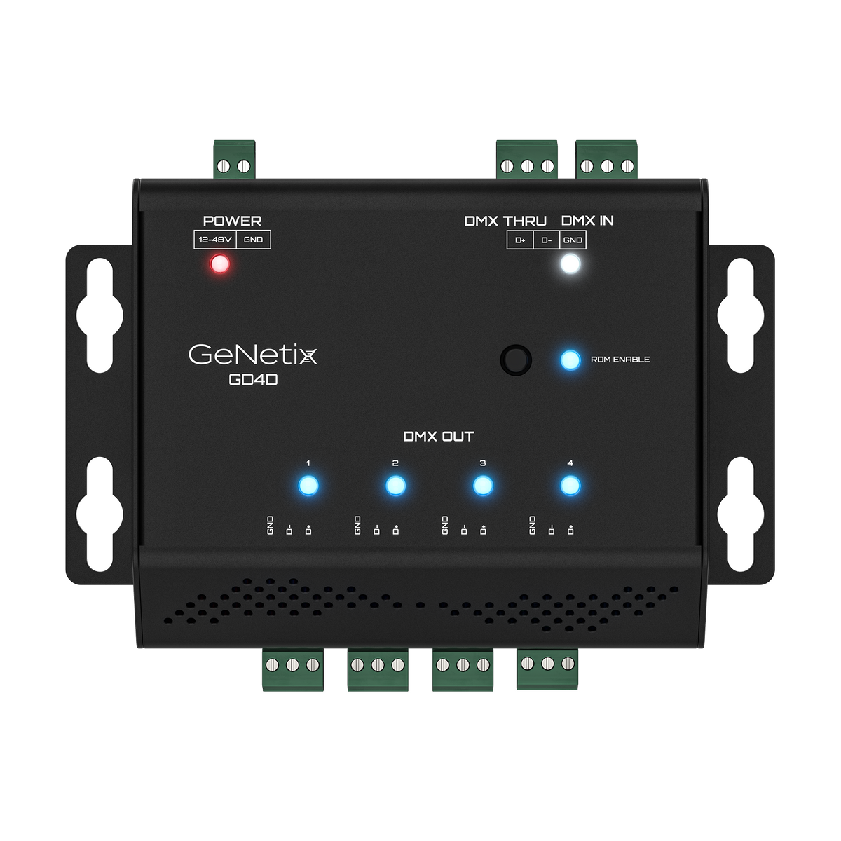 ChamSys GeNetix GD4D - Splitter DMX de 4 puertos para carril DIN