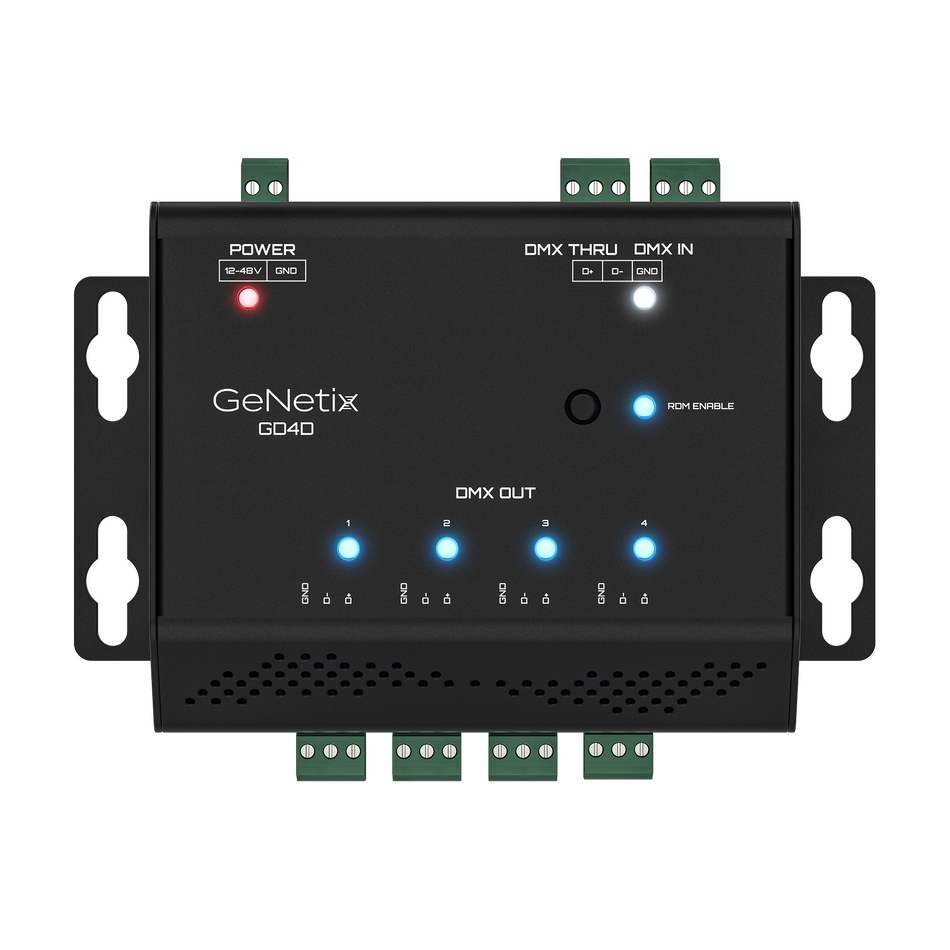 ChamSys GeNetix GD4D - Splitter DMX de 4 puertos para carril DIN
