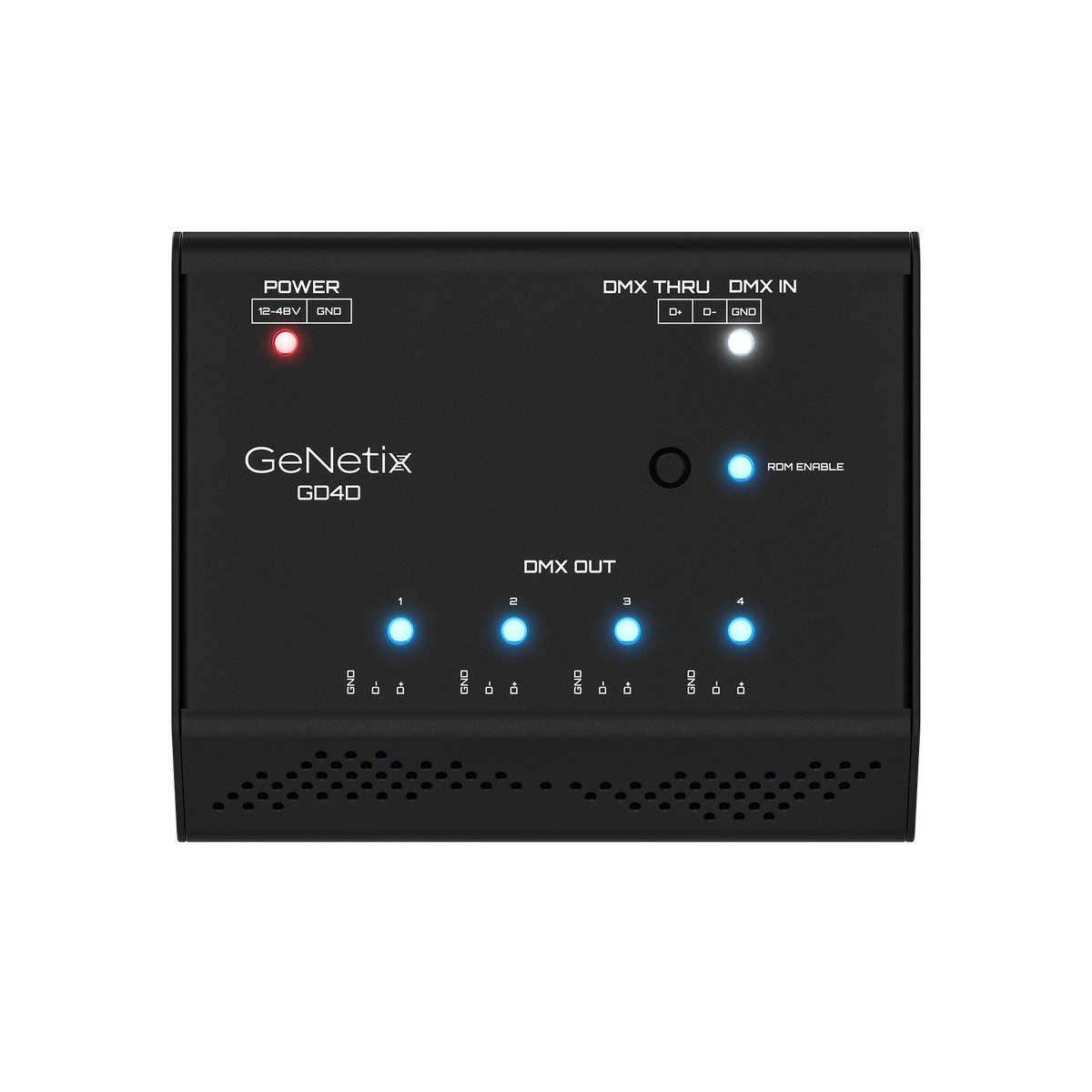 ChamSys GeNetix GD4D - Splitter DMX de 4 puertos para carril DIN