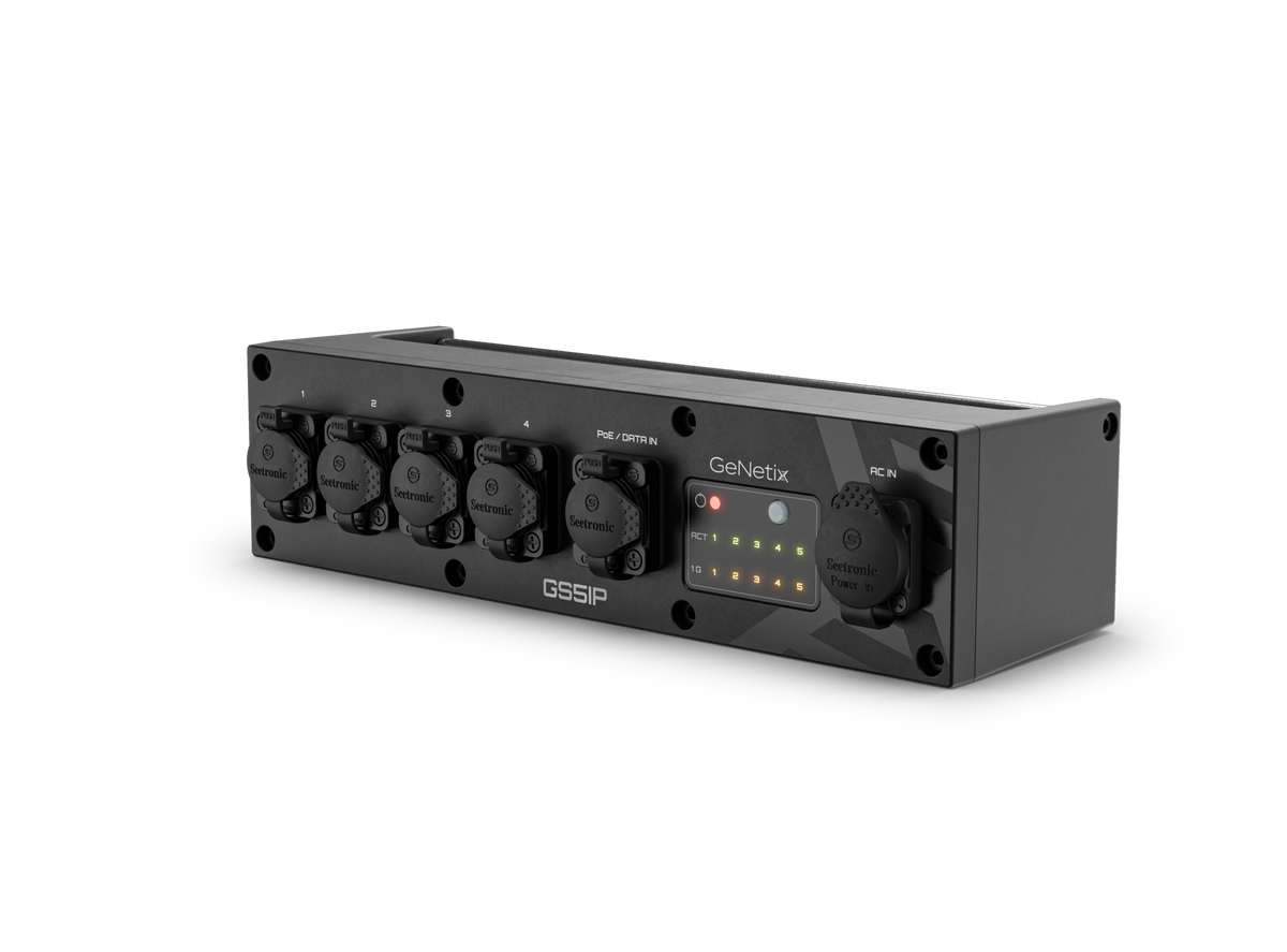 ChamSys GeNetix GS5IP - Switch de red Gigabit IP65 de 5 puertos
