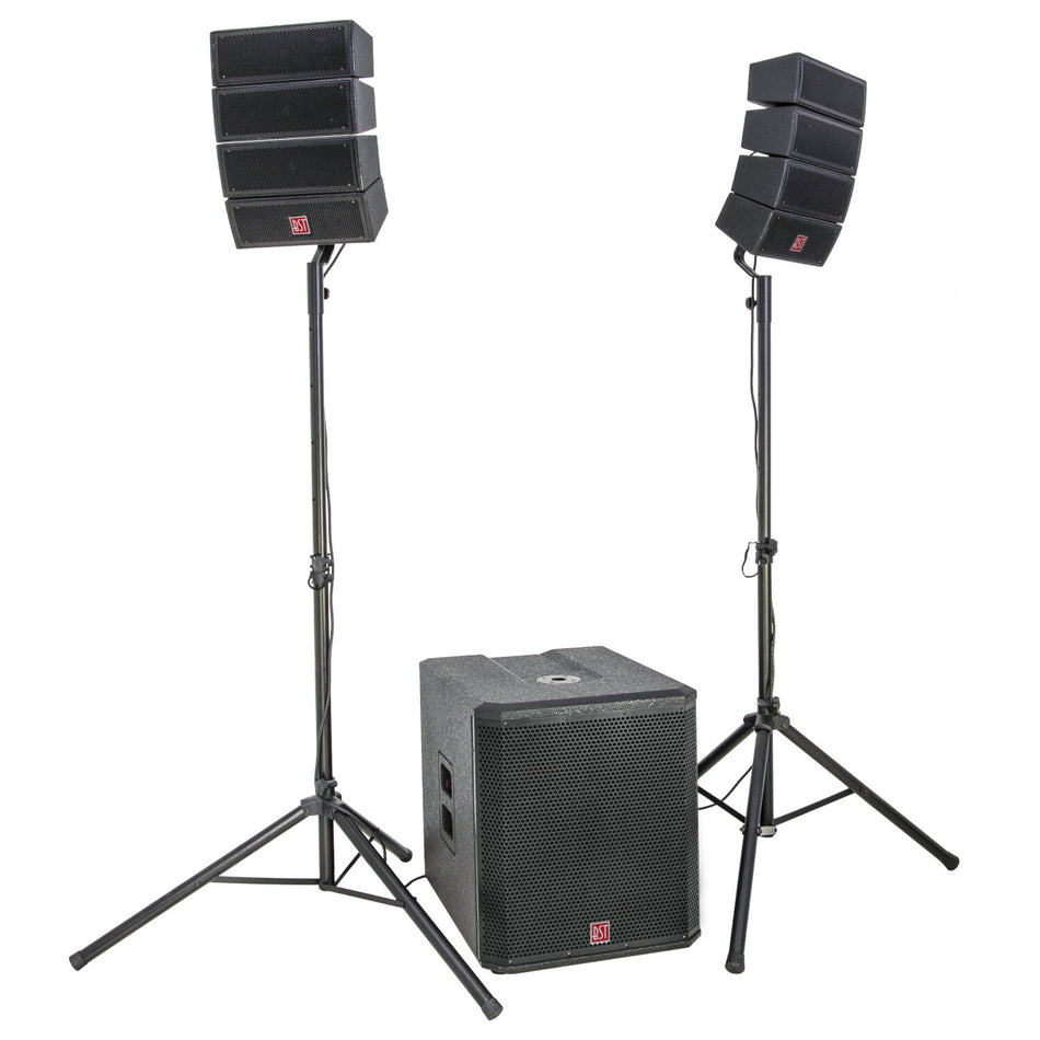 ACTIVE 2.1 LINE ARRAY PA SYSTEM  8 SATELLITES + 1 SUBWOOFER 900W