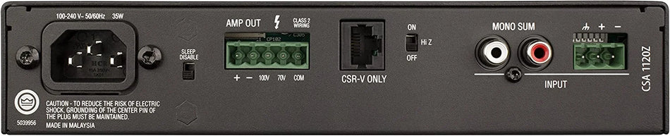 JBL Professional CSA-1120Z - Amplificador comercial 1 × 120 W con 70/100 V integrado, 1U fanless