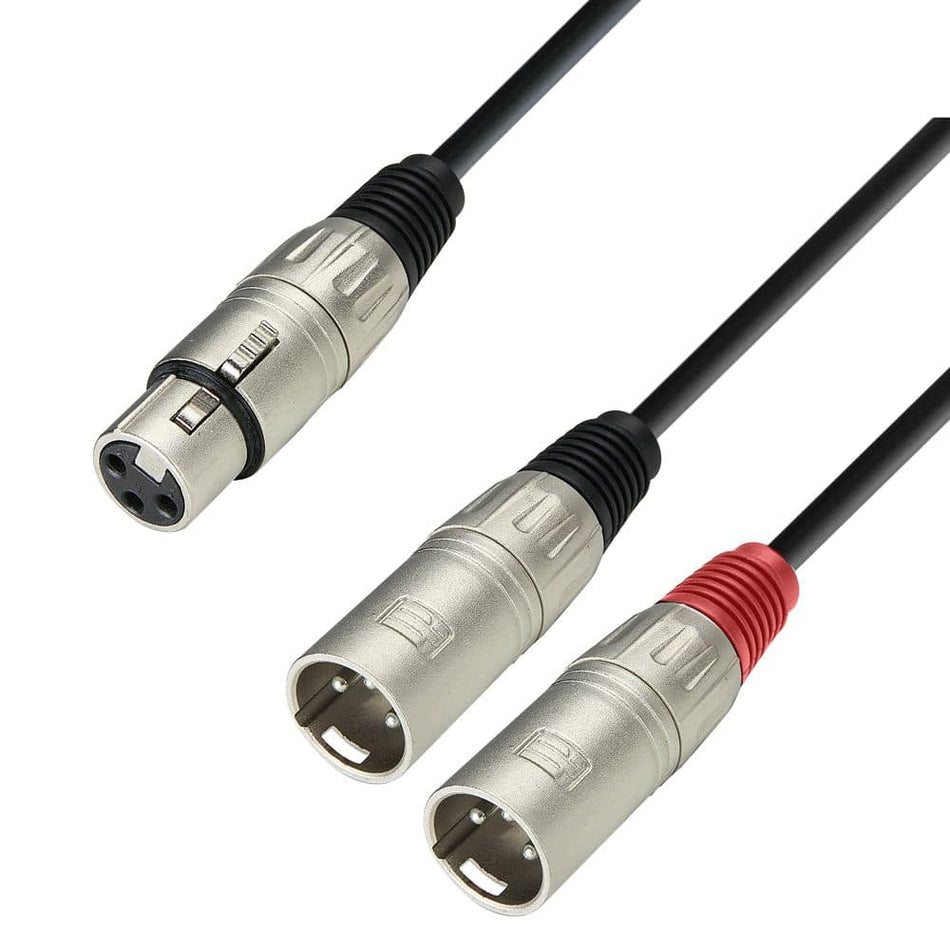 Adam Hall Cables 3 STAR YFMM 0100 - Y-Cable | Adam Hall® 2 XLR Male x XLR Female | 1 m