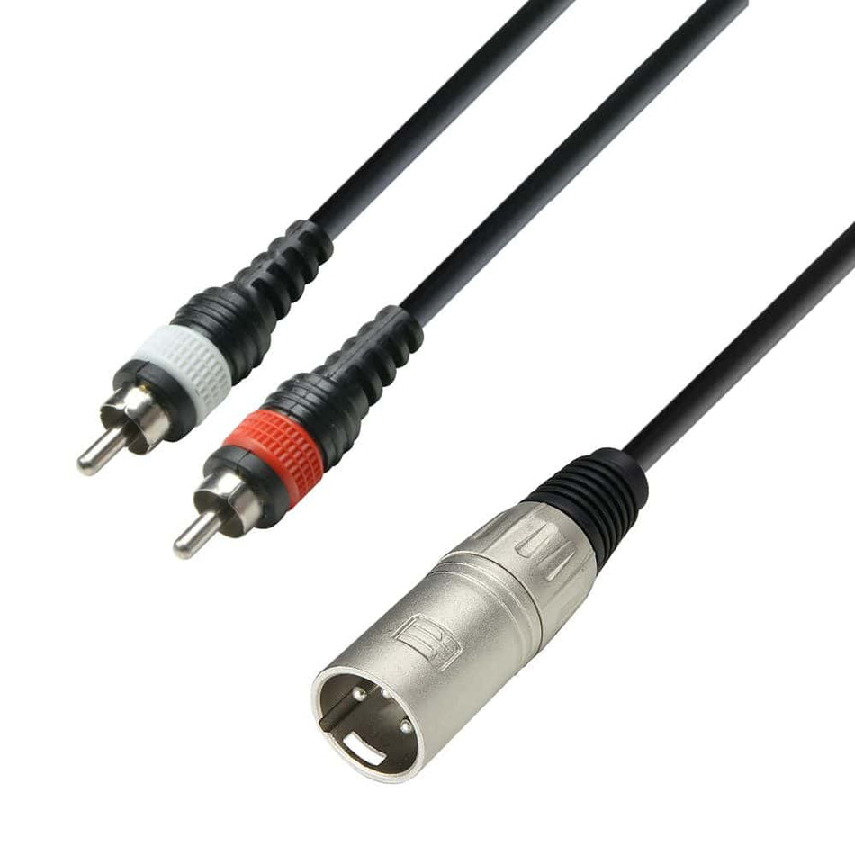 Adam Hall Cables 3 STAR YMCC 0100 - Y-Cable | Adam Hall® 2 RCA x XLR Male | 1 m