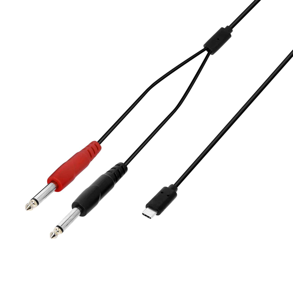 Adam Hall Cables 3 STAR Y PP USB-C 0150 - Cable en Y de audio USB-C | 2 jacks TS macho a USB-C | 1,5 m