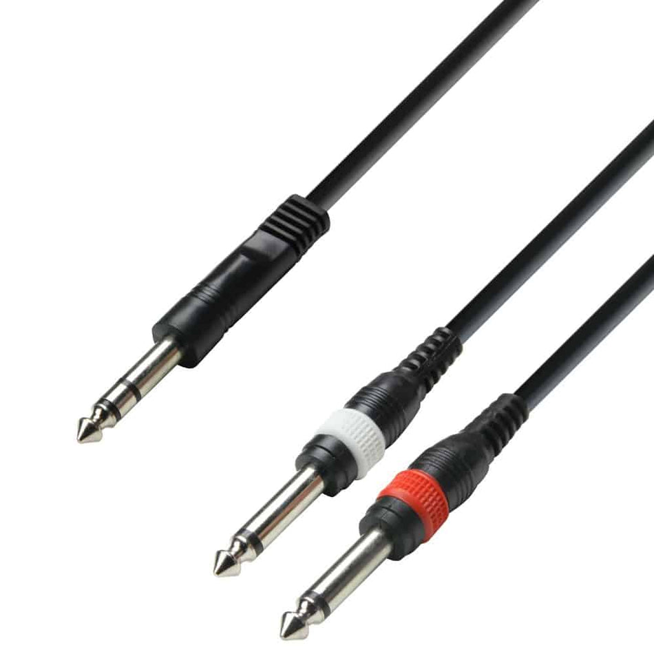 Adam Hall Cables 3 STAR YVPP 0100 - Y-Cable | Adam Hall® 2 Jack TS x Jack TRS | 1 m