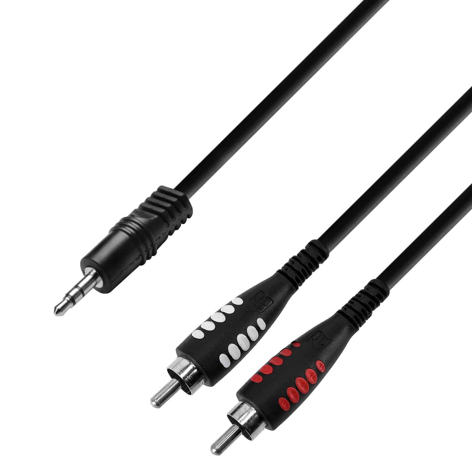 Adam Hall Cables 3 STAR YWCC 0300 - Y-Cable | Adam Hall® 2 RCA x Minijack | 3 m