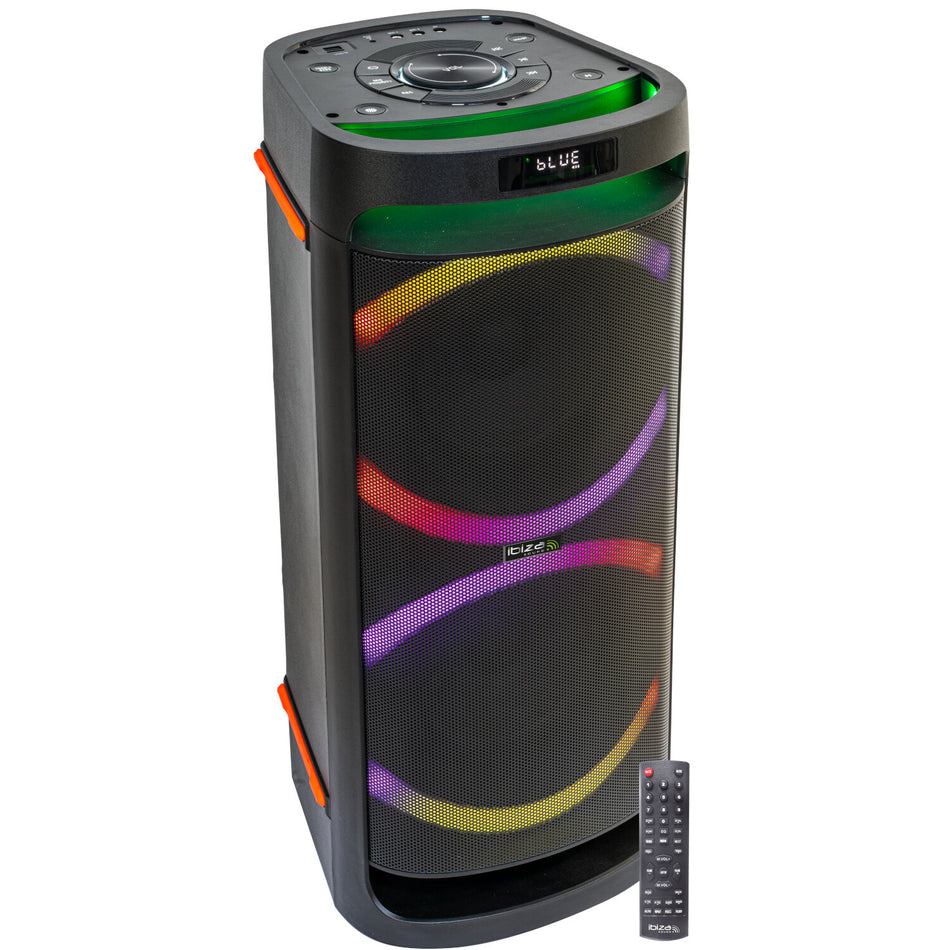 ALTAVOZ LUMINOSO  2 x 8"/20cm 600W Con BLUETOOTH, USB, microSD y MANDO A DISTANCIA