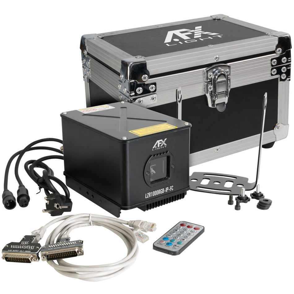 LASER DMX/ILDA 1W RGB IP65 DENTRO DE UN FLIGHTCASE