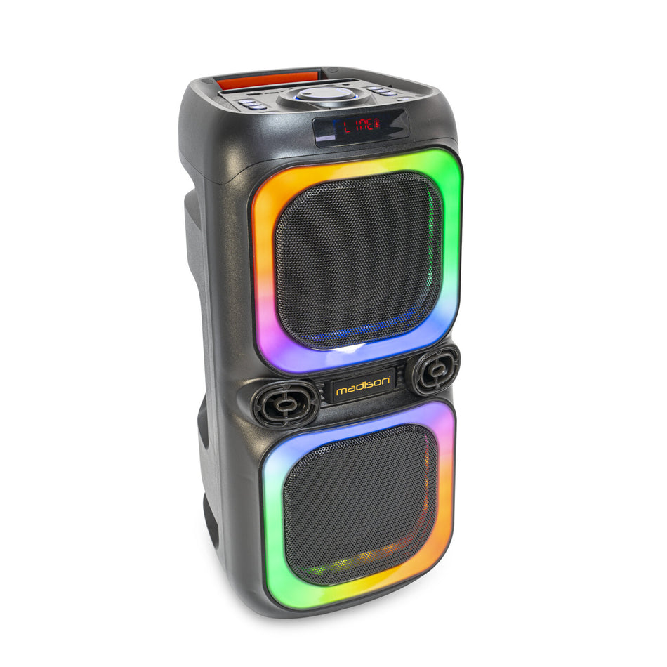 BAFLE AUTONOMO PARTY-NASH 2x 8”/20cm - 600W Con efectos LED duales, Bluetooth, USB, microSD y TWS