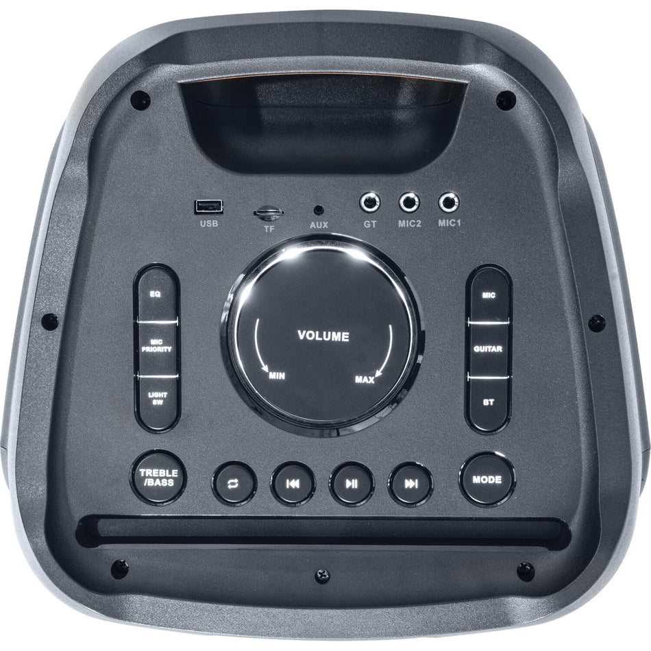 BAFLE DE SONIDO de gran potencia 2x 10/25cm - 1200W Con doble efecto LED, Bluetooth, USB, micro SD y FM