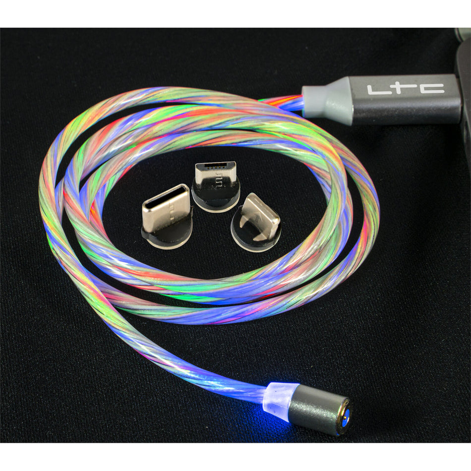 CABLE MAGNETICO LUMINOSO DE CARGA PARA TELEFONOS 1m - RGB