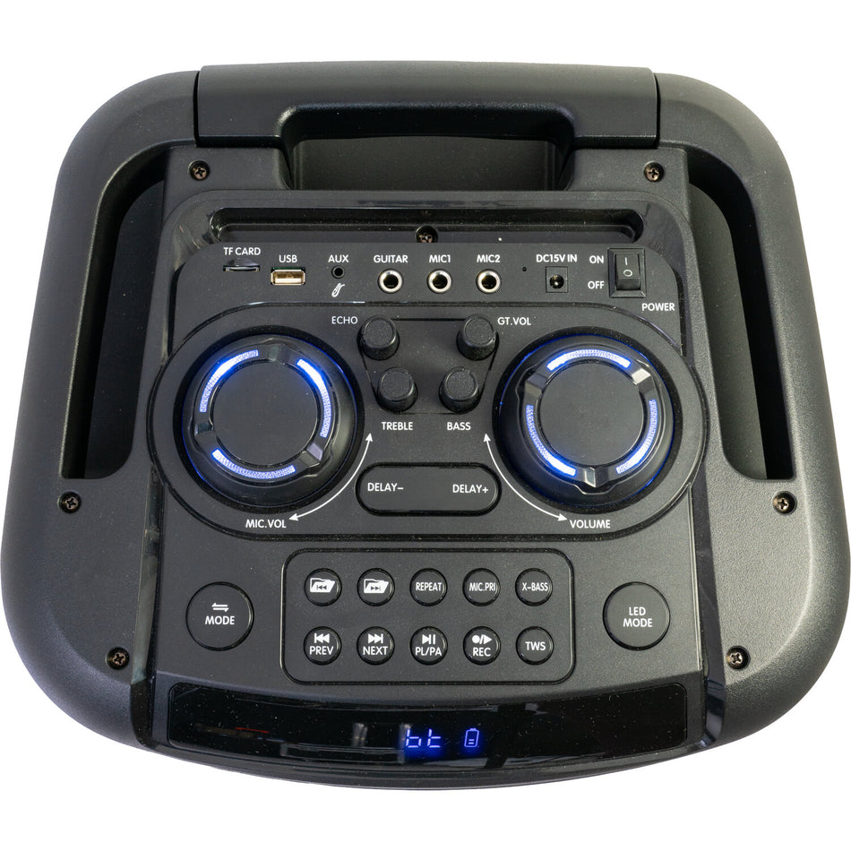 ALTAVOZ BLUETOOTH AUTONOMO ACTIVO 12"/30CM 800W CON TWS, EFECTOS LUMINOSOS, MICRO & TROLLEY