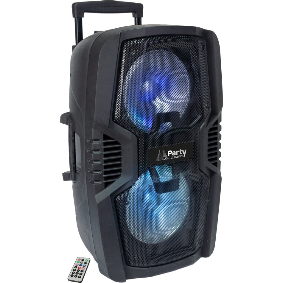 PARTY - 2 x 10'' BATTERY TROLLEY SPEAKER WITH USB/BT/AUX