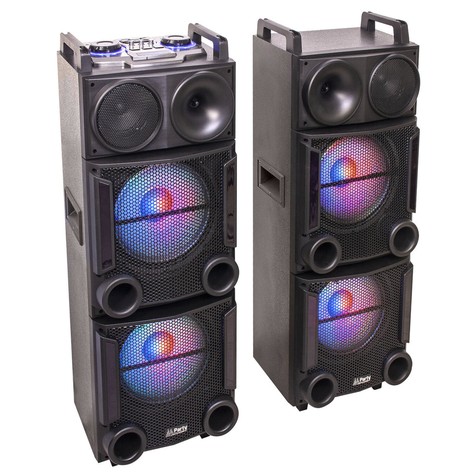 #PARTY - 2X 2x12 2AL BOX SYSTM - LED EFFECT, USB, TF, FM, RC, BT /PAIR (1 ACTV+1PASS-2 cartons)