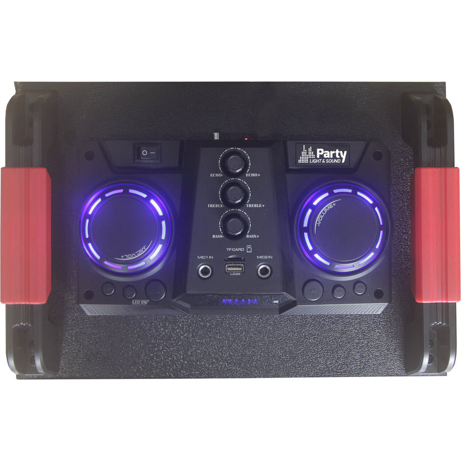 PARTY - UK - 2x10''  ACTIVE BOX WITH LED EFFECTS REC/USB/SD/BT/FM +1x WIRED MICROPHONE