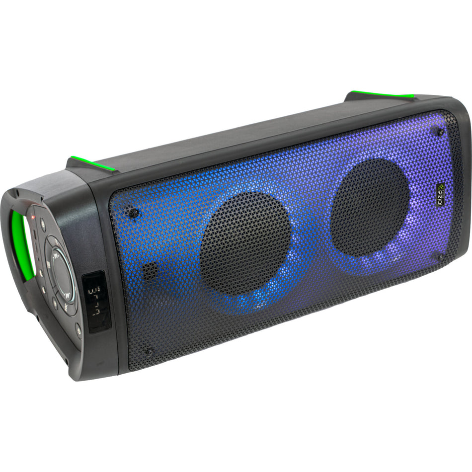 BAFLE DE SONIDO 2x 6.5”/16cm - 300W Con doble efecto LED, Bluetooth, USB, micro SD y mando a distancia