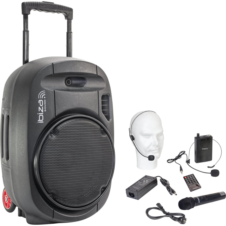 SISTEMA DE SONORIZACION PORTATIL AUTONOMO 12”/30CM CON TWS, USB-MP3, REC, VOX, BLUETOOTH, 2 MICROS UHF