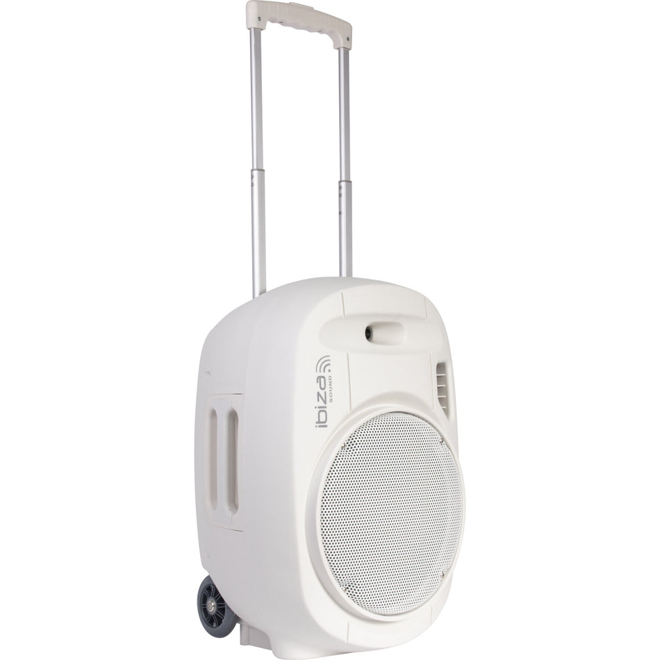 SISTEMA DE SONORIZACION PORTATIL AUTONOMO 12”/30CM CON USB-MP3, REC, VOX, BLUETOOTH, 2 MICROS UHF - BLANCO