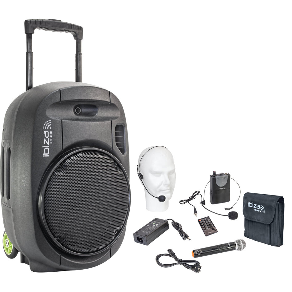 SISTEMA DE SONORIZACION PORTATIL AUTONOMO 12”/30CM  CON USB-MP3, TWS, VOX, BLUETOOTH, 2 MICROS VHF