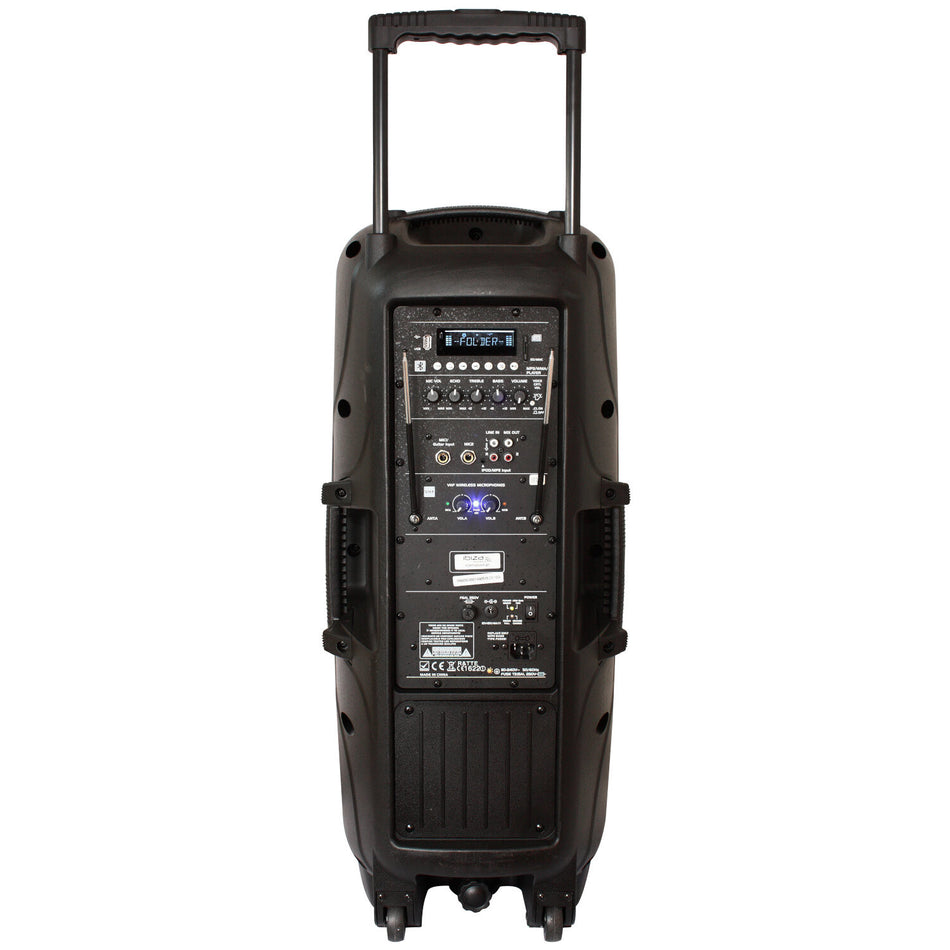 2x10'' PORTABLE PA SYSTEM w/ 2xVHF MIC /USB-SD, BT /VOX CONTROL