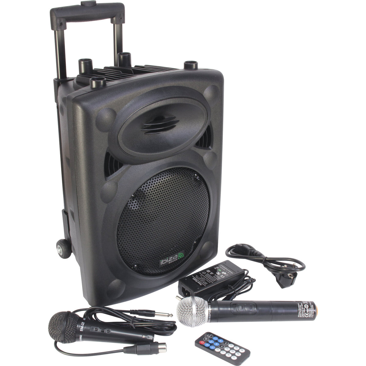 Ibiza Light & Sound PORT10UHF-BT - Sistema portátil autónomo 500 W con USB, VOX, Bluetooth, TWS y micros UHF + micro cable -