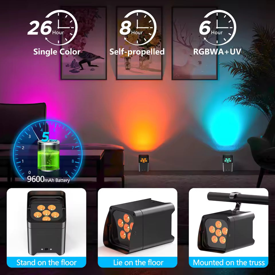 TEMPO TP-6x18W - Foco Par LED Inalámbrico a Batería RGBWA+UV 6en1 para DJ y Eventos - Tempo Shop
