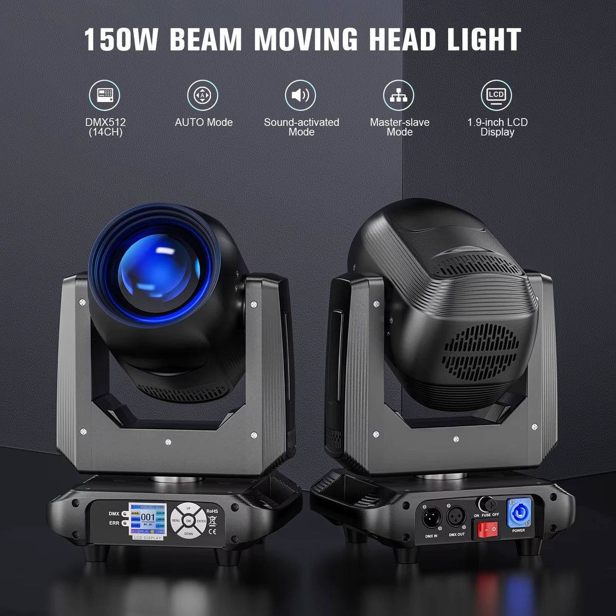 TEMPO- Cabeza móvil Beam LED 150 W con prisma 18 facetas, gobos, enfoque electrónico - Tempo Shop